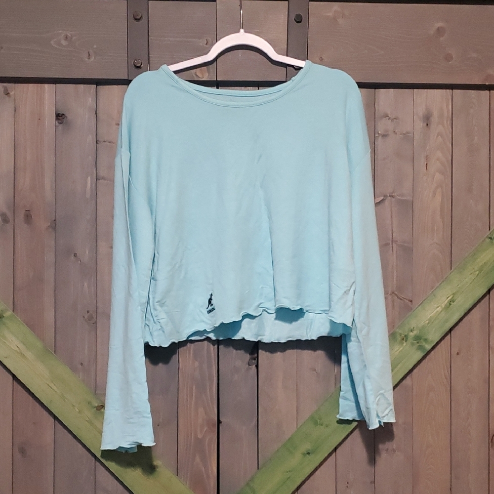 Kangol Green Cropped Long Sleeve Sweatshirt